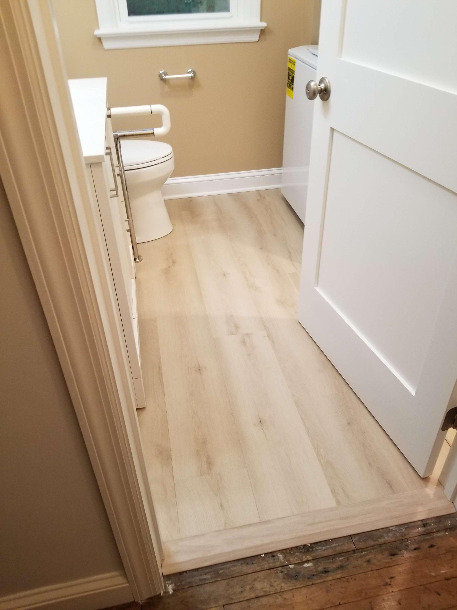 smooth light wood bathroom floor