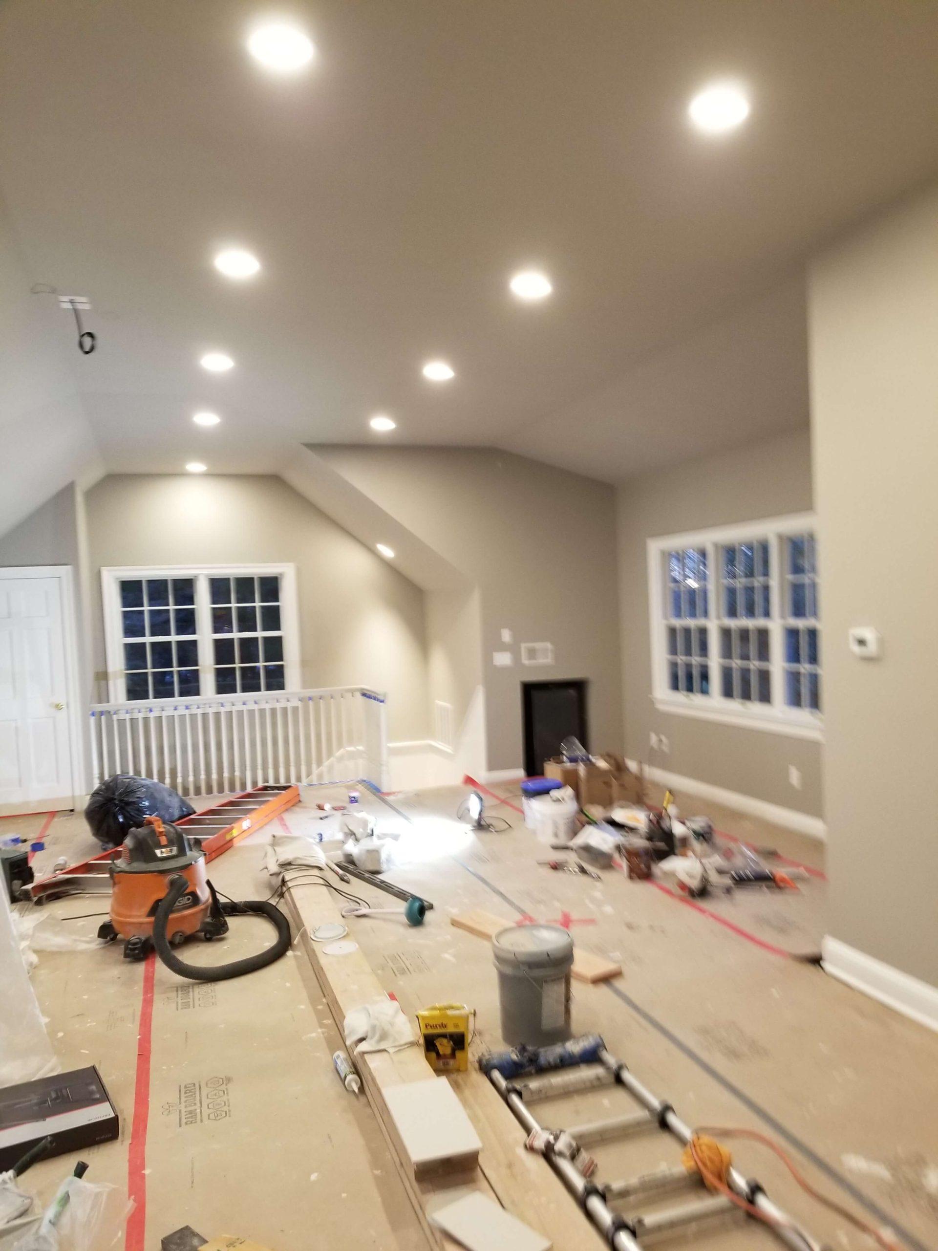 in progress raising of the ceiling and painting