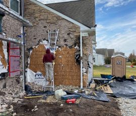 Stucco Remedation being completed on a home in Delaware by L&L Services.