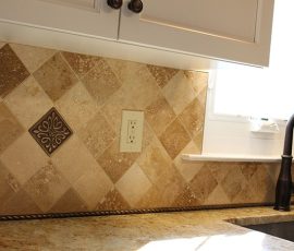douglassville kitchen remodel close up of yellow diamond tile backsplash