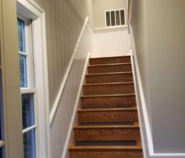 renovated staircase up to exercise room