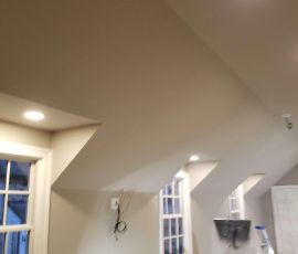 in progress raising of the ceiling and accounting for windows in an exercise room